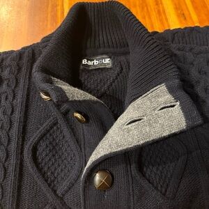 Barbour Navy and Gray Men's Cardigan Sweater